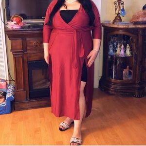 Reddish burgundy dress, silky feel